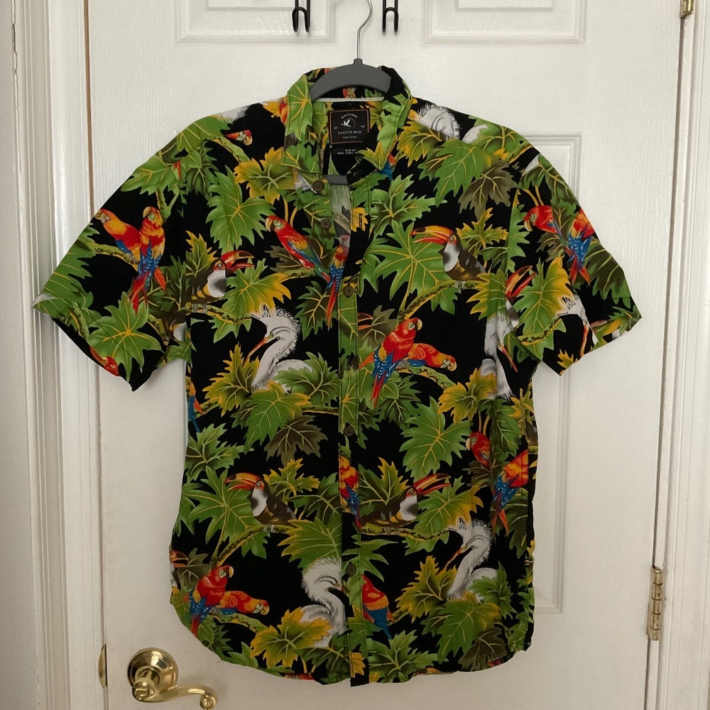 Cactus Man Bird Hawaiian Shirt Slim Fit Size Large
